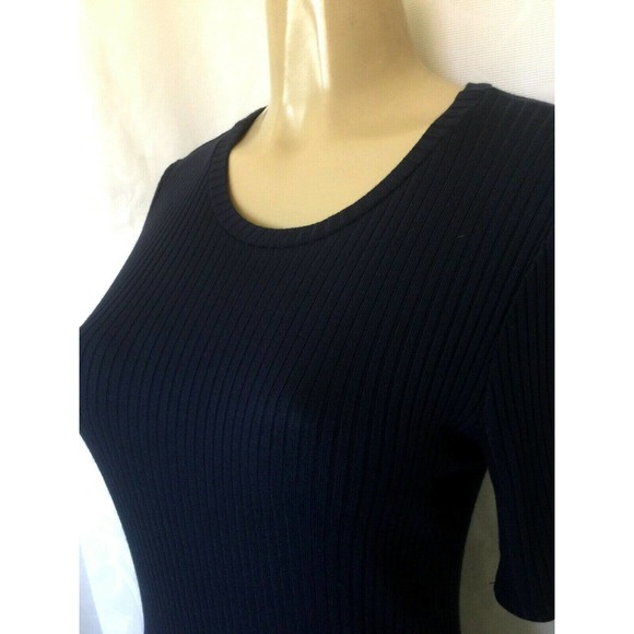 Reformation Gigi Ribbed Dress Short Sleeve Navy M - Picture 3 of 7